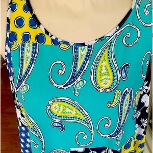 Pappagallo Sleeveless Top with Fringe  Bright Colors L